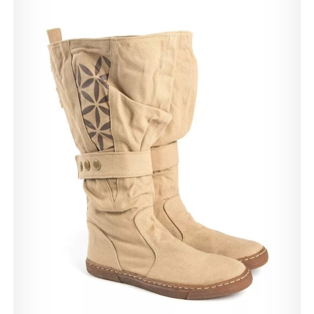 NEW Chintamani Alchemistry Flower of Life Beige Canvas Boot 37/6.5 COACHELLA VEG - Picture 15 of 16